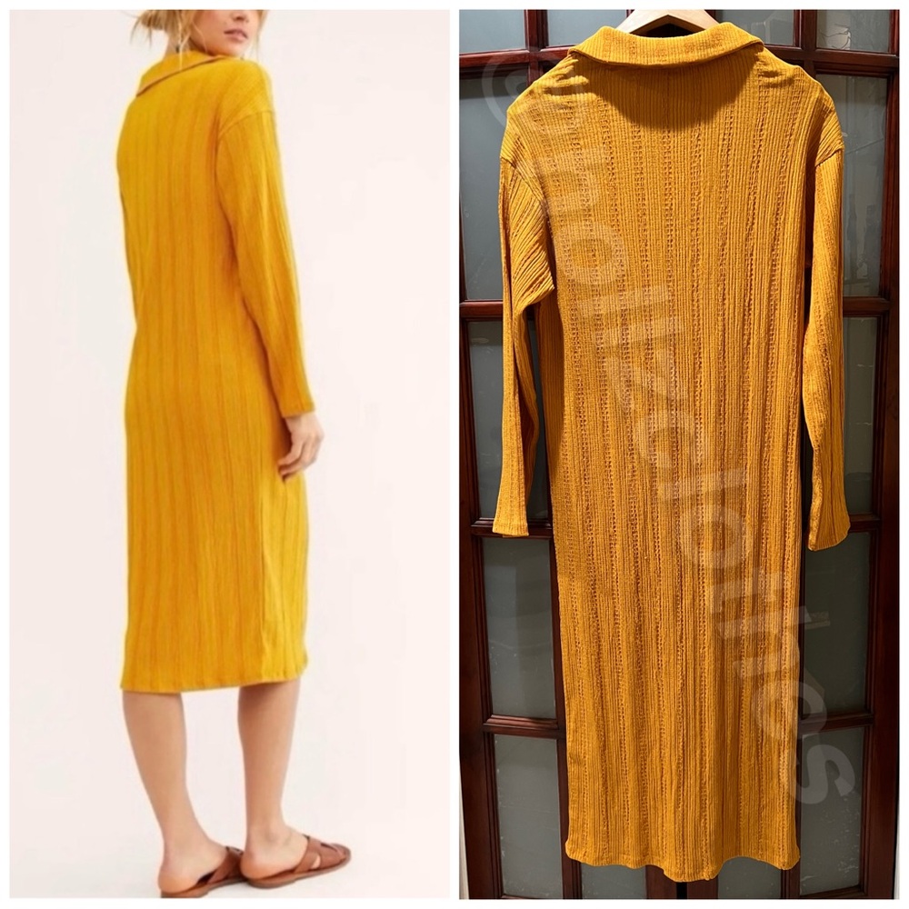Free People Beach Palma Ribbed Aster Collar Tshirt Midi Dress - Picture 8 of 10